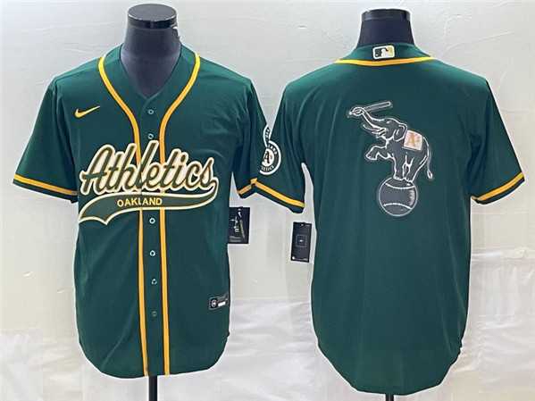 Mens Oakland Athletics Green Team Big Logo Cool Base Stitched Baseball Jersey 001->oakland athletics->MLB Jersey